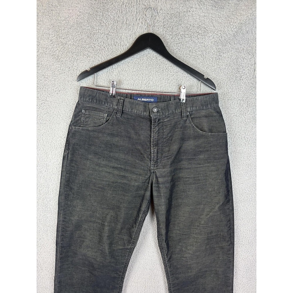 Alberto Pants Mens 36x34 Gray Modern Fit Bicolour Corduroy Stretch Mens